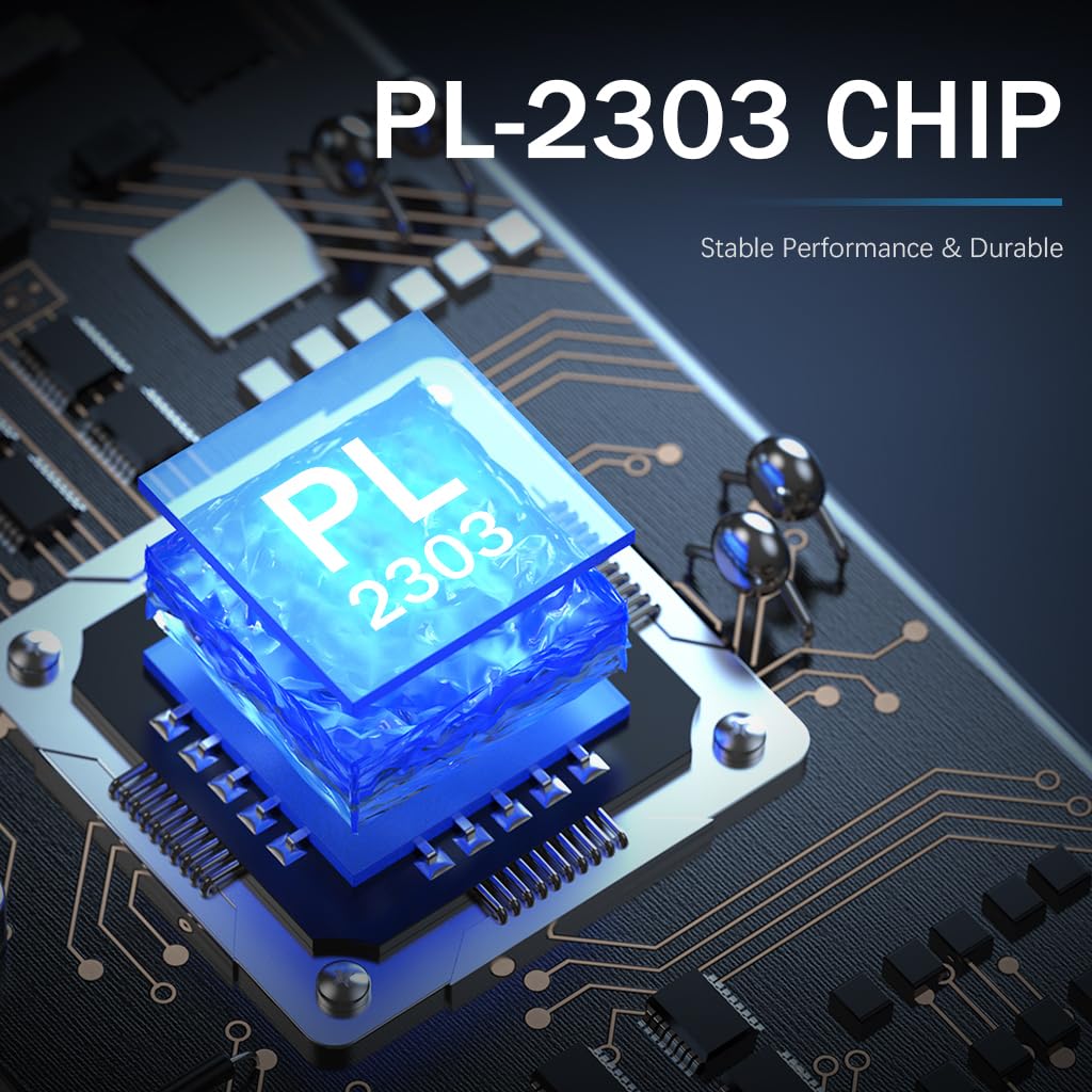 Verilux USB to RS232 Adapter Cable for Modem and Scanner with PL2303 Chipset 6.6FT Black