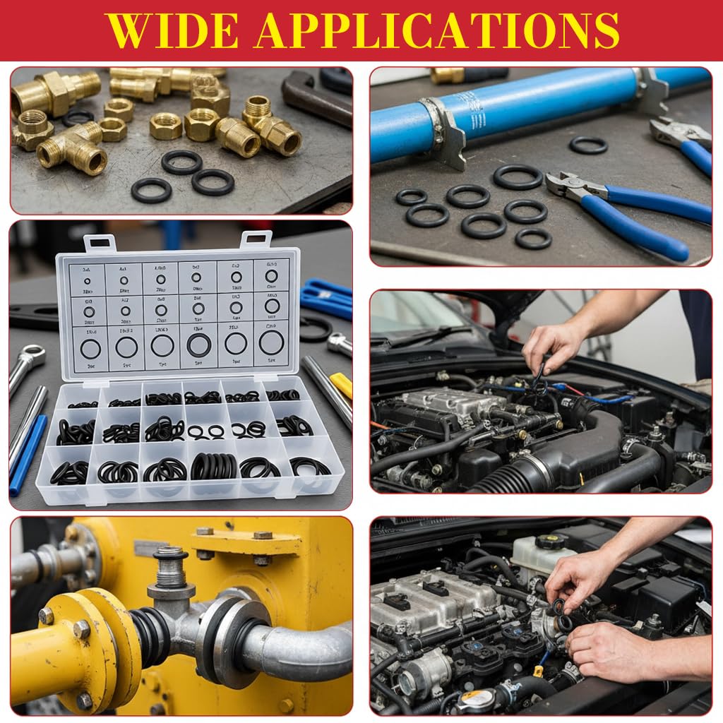 Serplex O Ring Assortment Kit 225 pcs for Car and Plumbing Repairs | Rubber Gasket Set