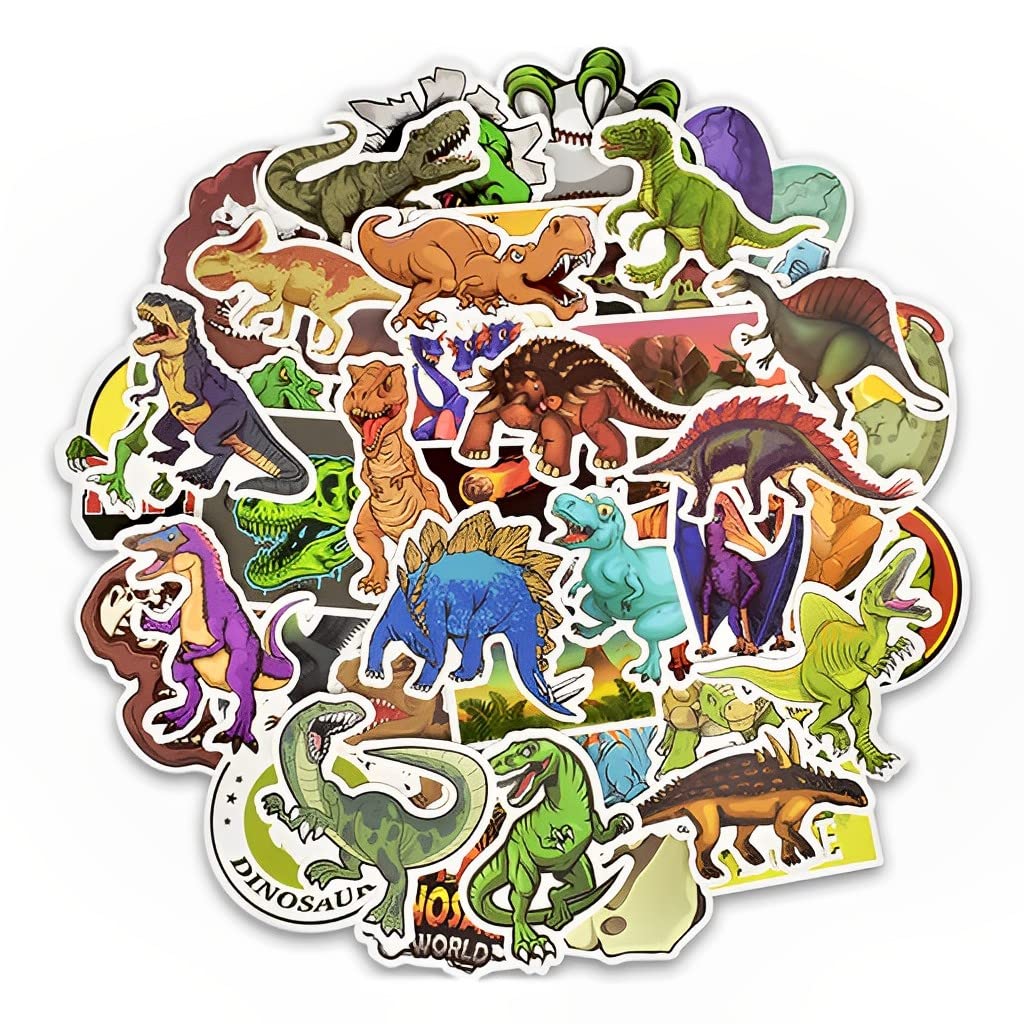 HASTHIP 50pcs Dinosaur Cartoon Sticker Scraperbook Sticker Set Sticker for DIY Crafts Photo Album Wall Decoration Art Aesthetic Stickers Skateboard Stickers Phone Case Sticker Vinyl Sticker Pack