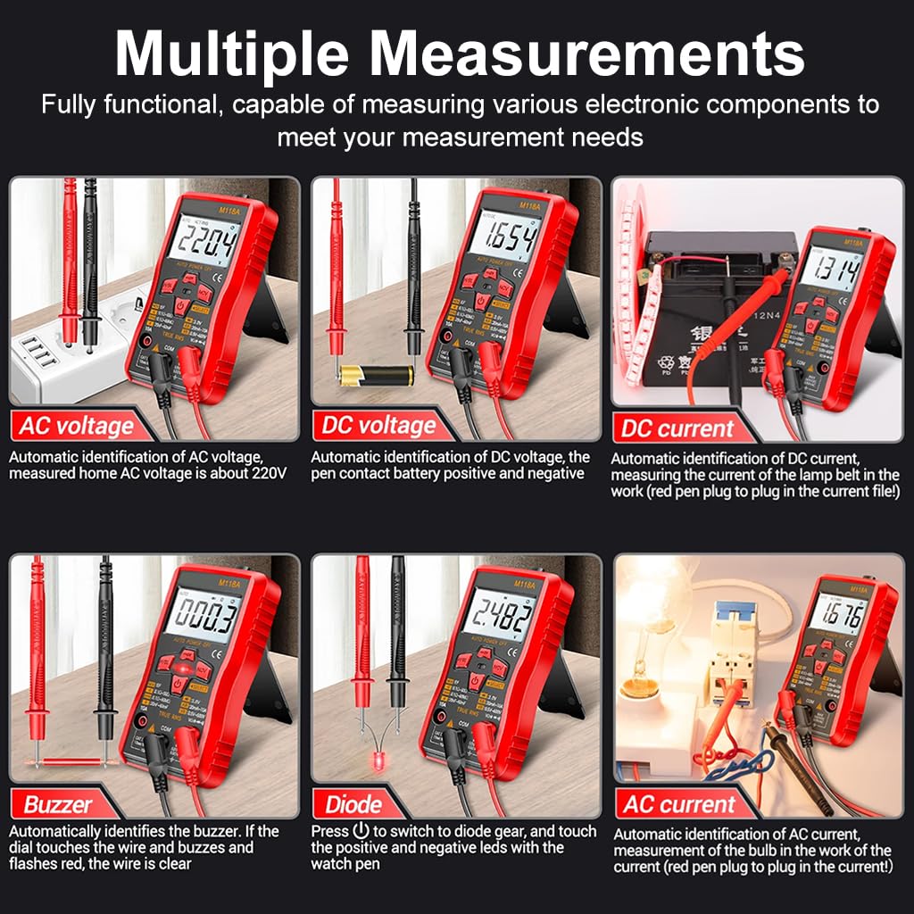 Serplex Digital Multimeter 6000 Counts for AC DC Voltage and Resistance with LCD Display | Non Contact Tester for Electricians