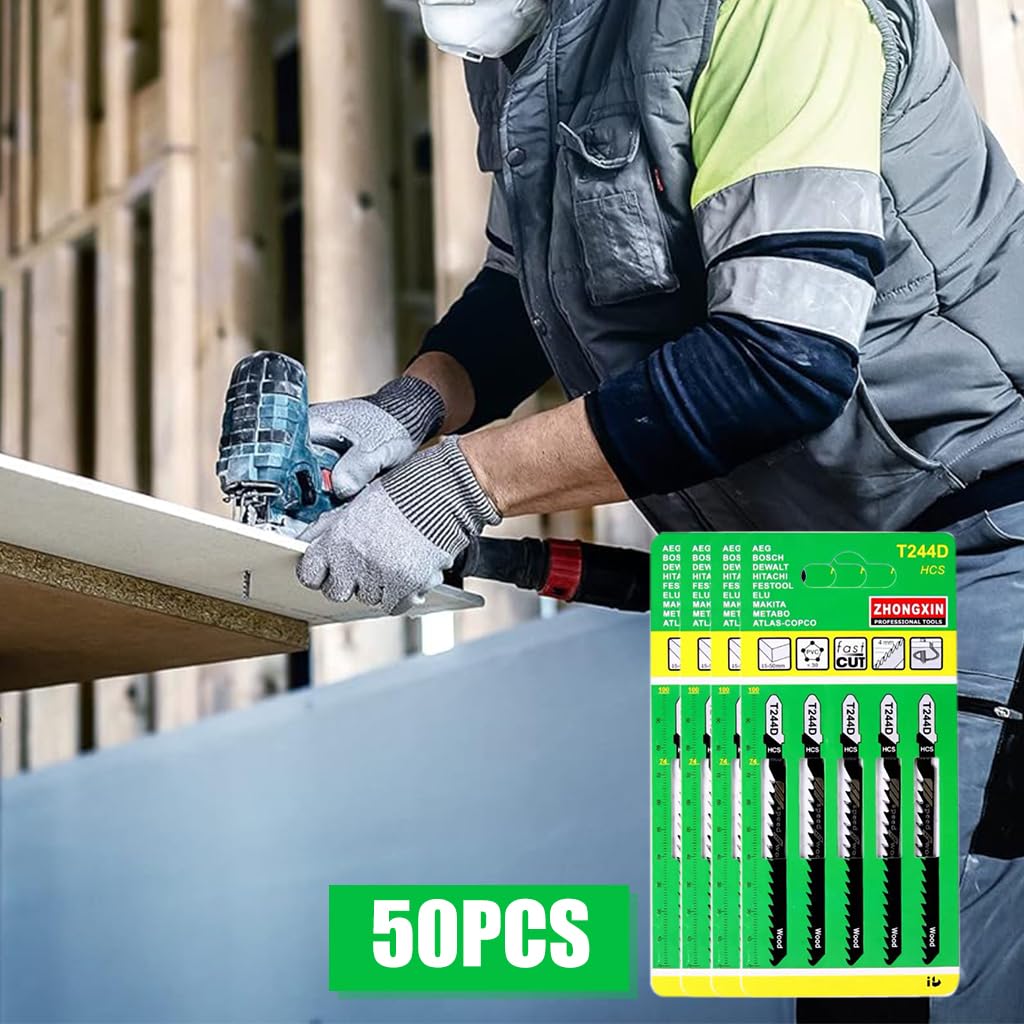Serplex Jigsaw Blades Set for Wood and Plastic Cutting with Precision Tooth Design | 50 Pcs HCS Carbon Steel
