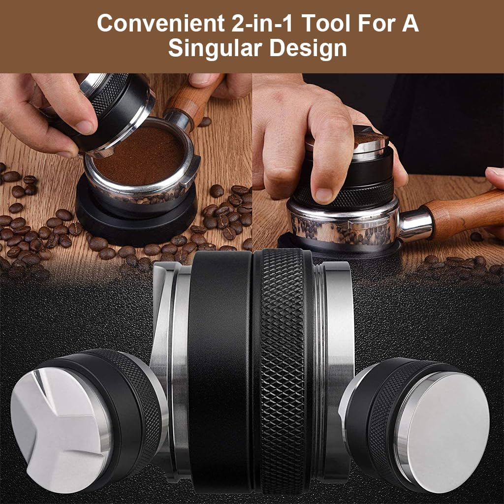 Supvox Espresso Coffee Tamper Set for 51mm Portafilter with Adjustable Depth Control | Stainless Steel 2‑in‑1 Distributor and Needle