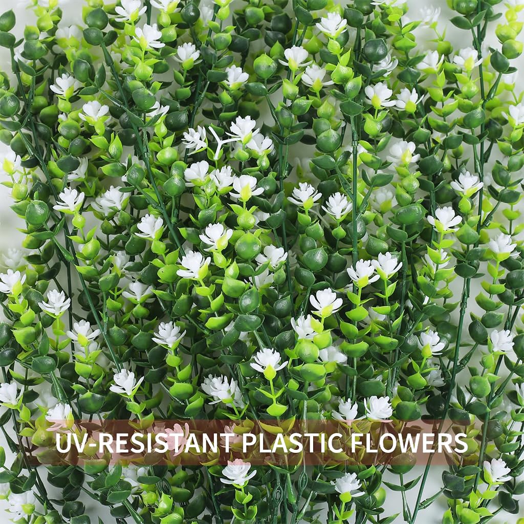 HASTHIP® 3Pcs Realistic Eucalyptus Flower Vine Balcony Flower Decor 30.7 Inches Realistic Flower Hangings Wall Decoration Artificial Eucalyptus Flower Vine Home Decoration Garden Decorative Flower