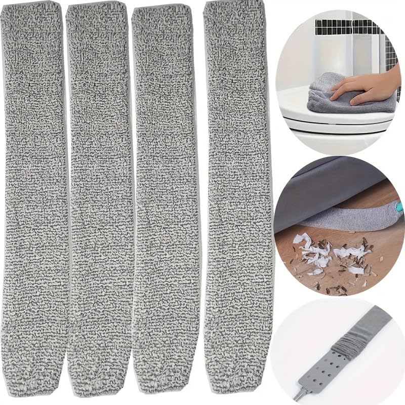 HASTHIP® 4pcs Dusters Replacement Cloth - Reusable Microfiber Cloth Cover Washable, Gap Duster Under Furniture Duster Refill for Home Kitchen Household Wall Couch Cleaning Supplies-Grey