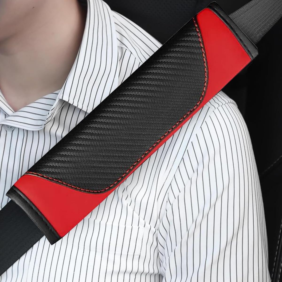 STHIRA® 2pcs Seat Belt Pad PU Leather Foam Seat Belt Pad Neck Protection Shoulder Protection Car Seat Belt Pad Universal Foam Strap Pad for Car Seat Belts Car Interior Accessories