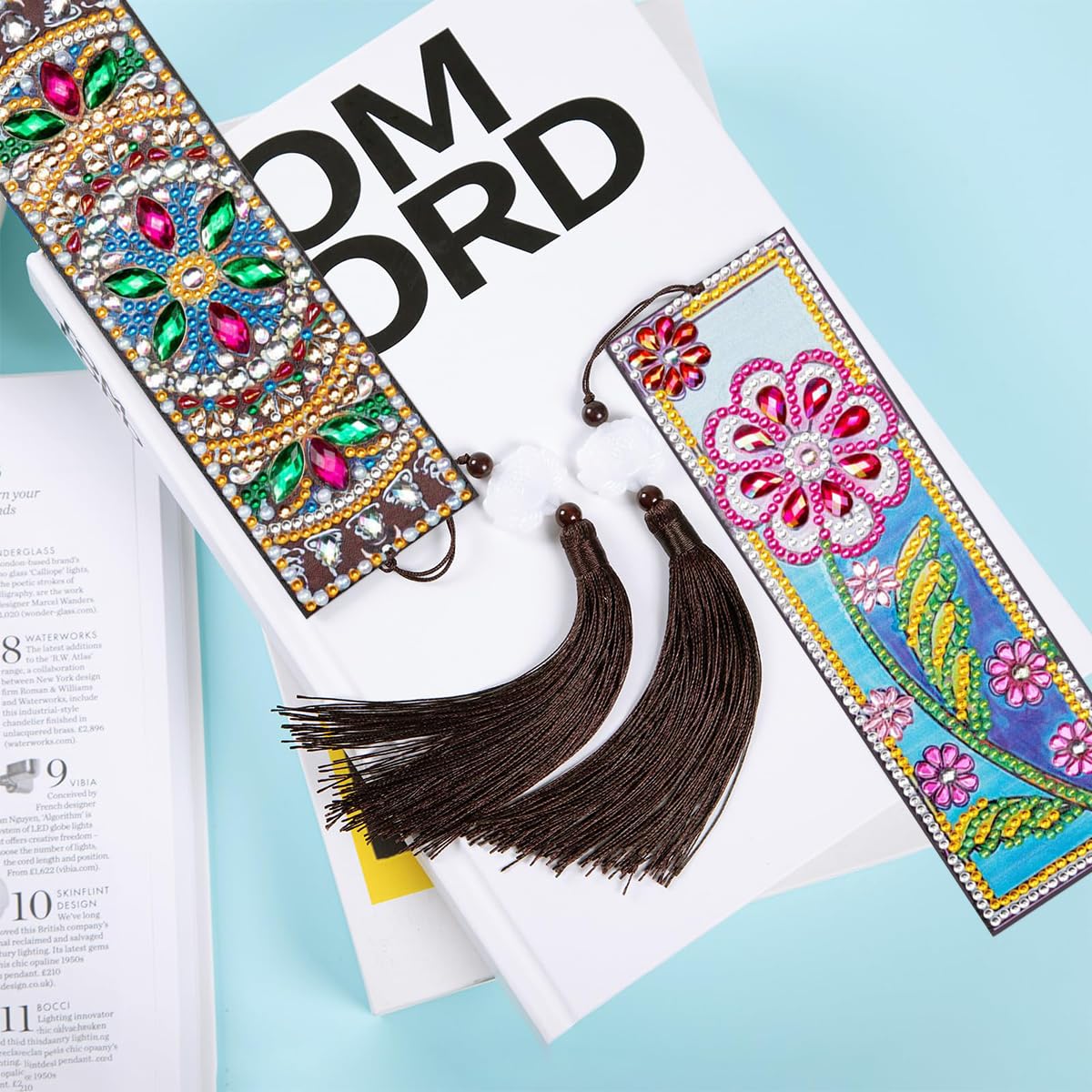 OFIFO Mandala Diamond Painting Bookmark for DIY Craft with Leather and Tassel Finish 7.87x2.17 in | Relaxing 5D Art Kit for Adults