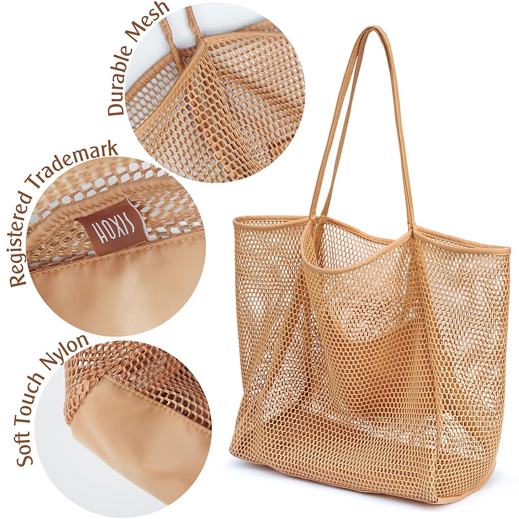 ZIBUYU Beach Tote Bag for Pool and Travel with Reinforced Handles and Nylon Mesh | Sand‑Resistant and Quick‑Dry Design