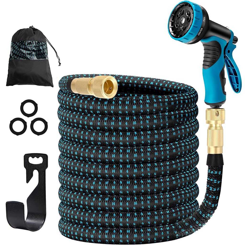 Optifit Garden Hose Pipe 15m for Home and Car Washing with 10 Mode Sprayer Gun | EVA Anti Kink Expandable Design