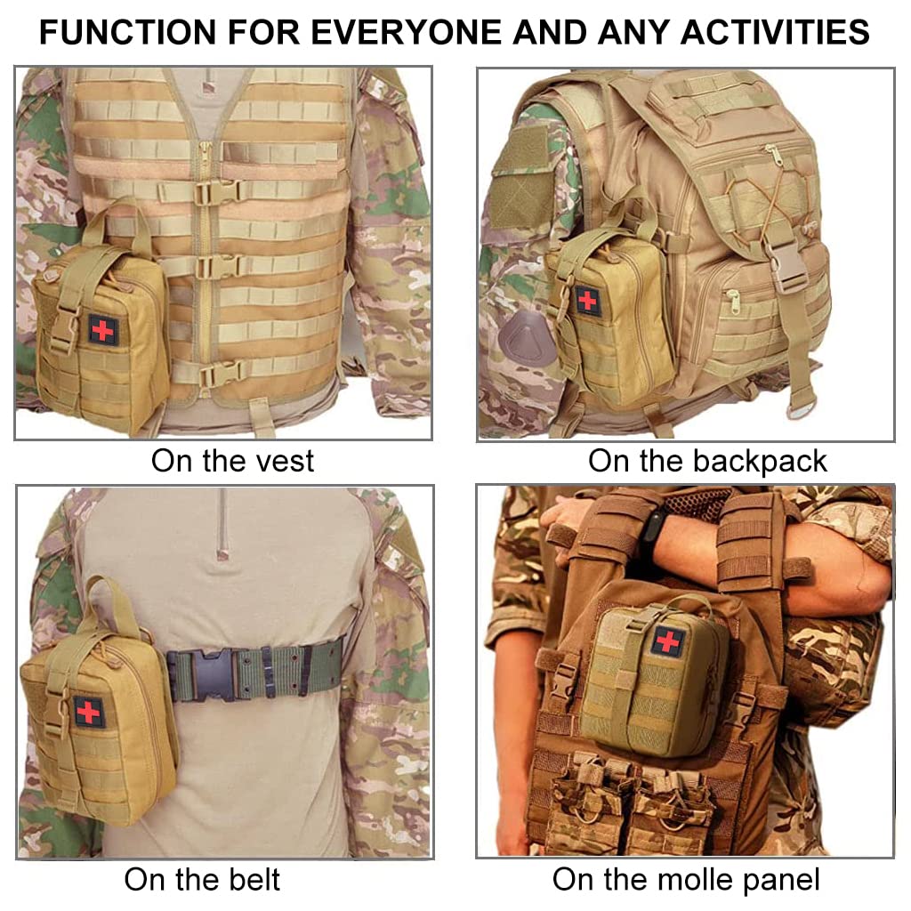 Proberos Medical Molle Pouch for Outdoor and Home Use featuring Rip Away Design and 20.5x15x10cm Capacity | Metallic Yellow Nylon