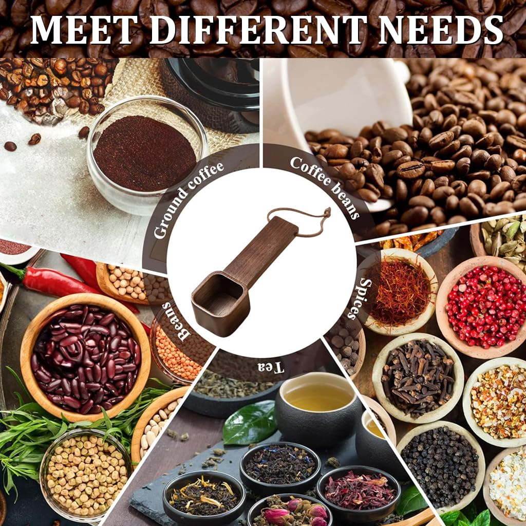 Supvox Wooden Coffee Bean Spoon for Measuring 10g | Square Shape with Ergonomic Handle