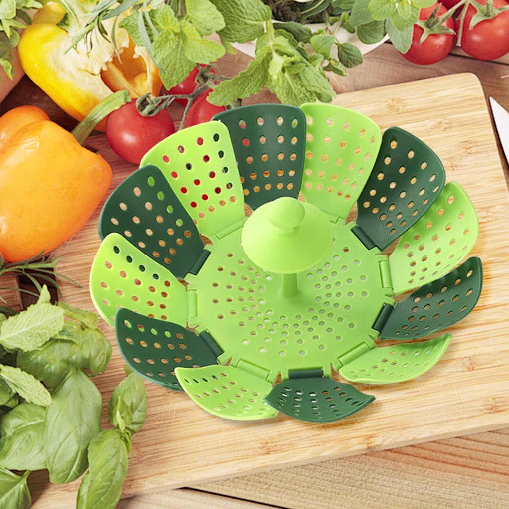 Supvox Folding Steamer Basket for Vegetables with 12 Flexible Blades and Silicone Feet | Fits Various Pot Sizes