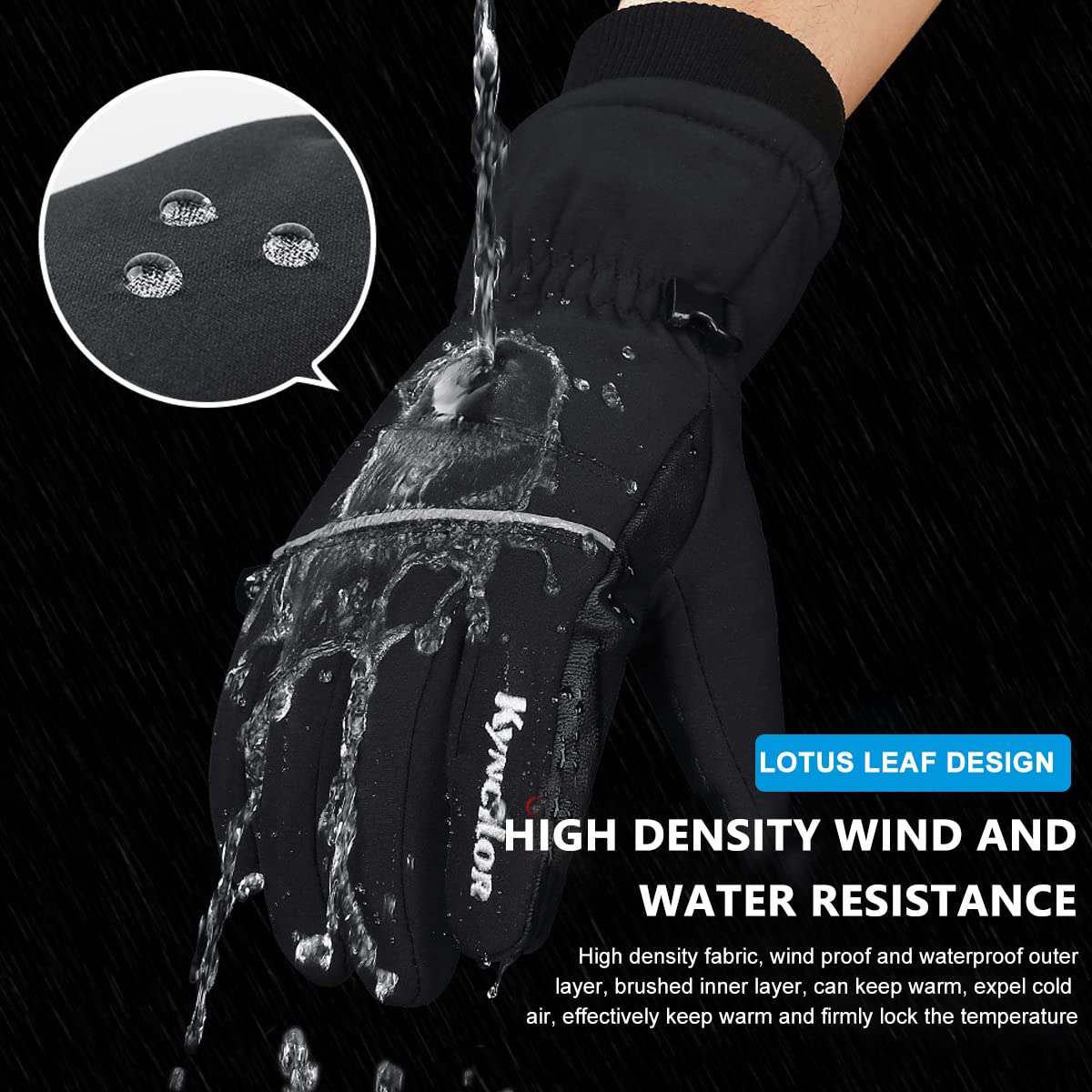 Gustave Winter Gloves for Skiing and Riding with Anti Slip PU Palm and Touchscreen Tips | 12cm Palm Fit