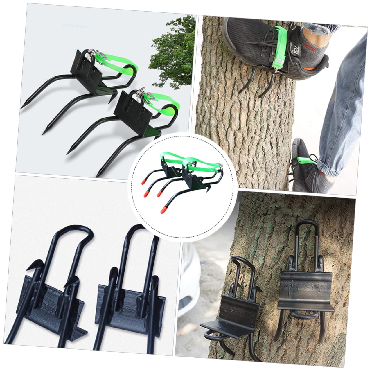 HASTHIP Tree Climbing Gear with Stretchy Fastening Foot Straps, Heavy Duty Stainless Steel Thicken Foot Buckle, Adjustable Tree Climbing Foot Buckle, Climbing Gear for Fruit Picking