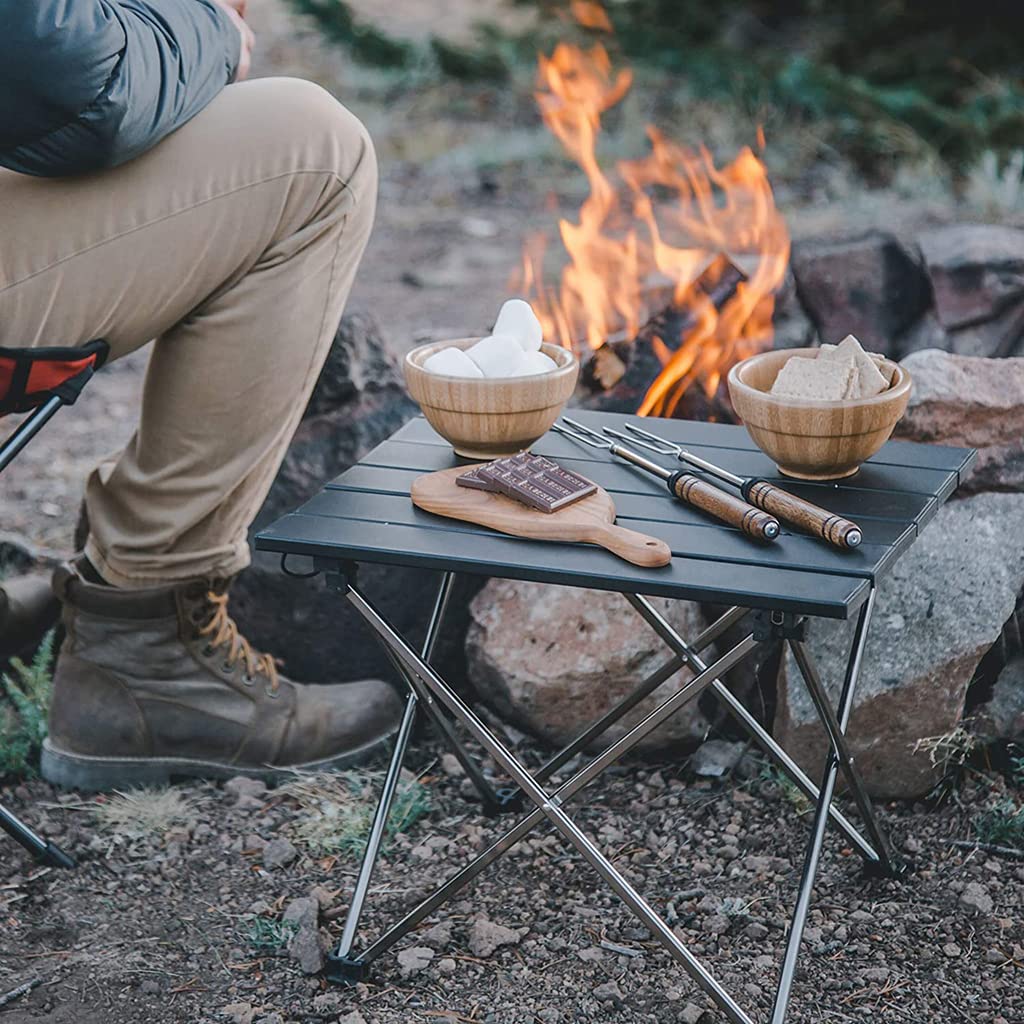 PROBEROS Camping Table for Outdoor Cooking with Antislip Feet 56×40.5cm Aluminum Top | Foldable and Portable Design
