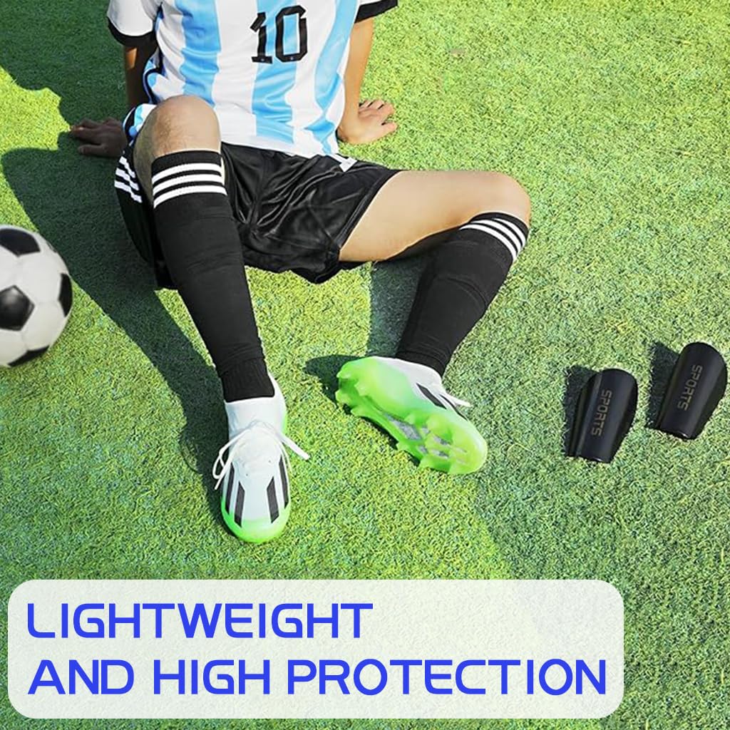Optifit Kids Shin Guards Set for Soccer and Sports with EVA Cushioning | Includes Sleeves and Knee High Compression Socks