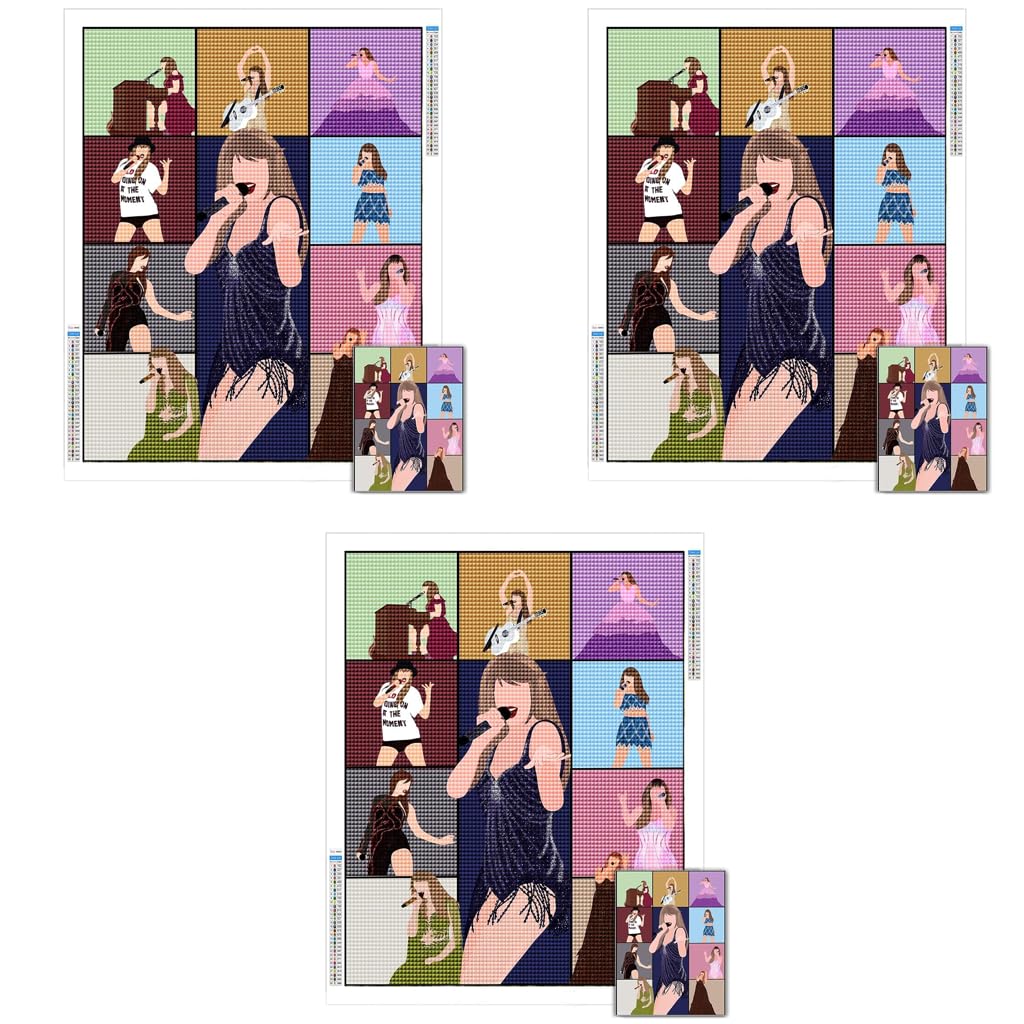 HASTHIP® DIY Diamond Painting Kit Fashion Outline Wall Decor Art Gift 11.8x15.7 Inches 3PCS