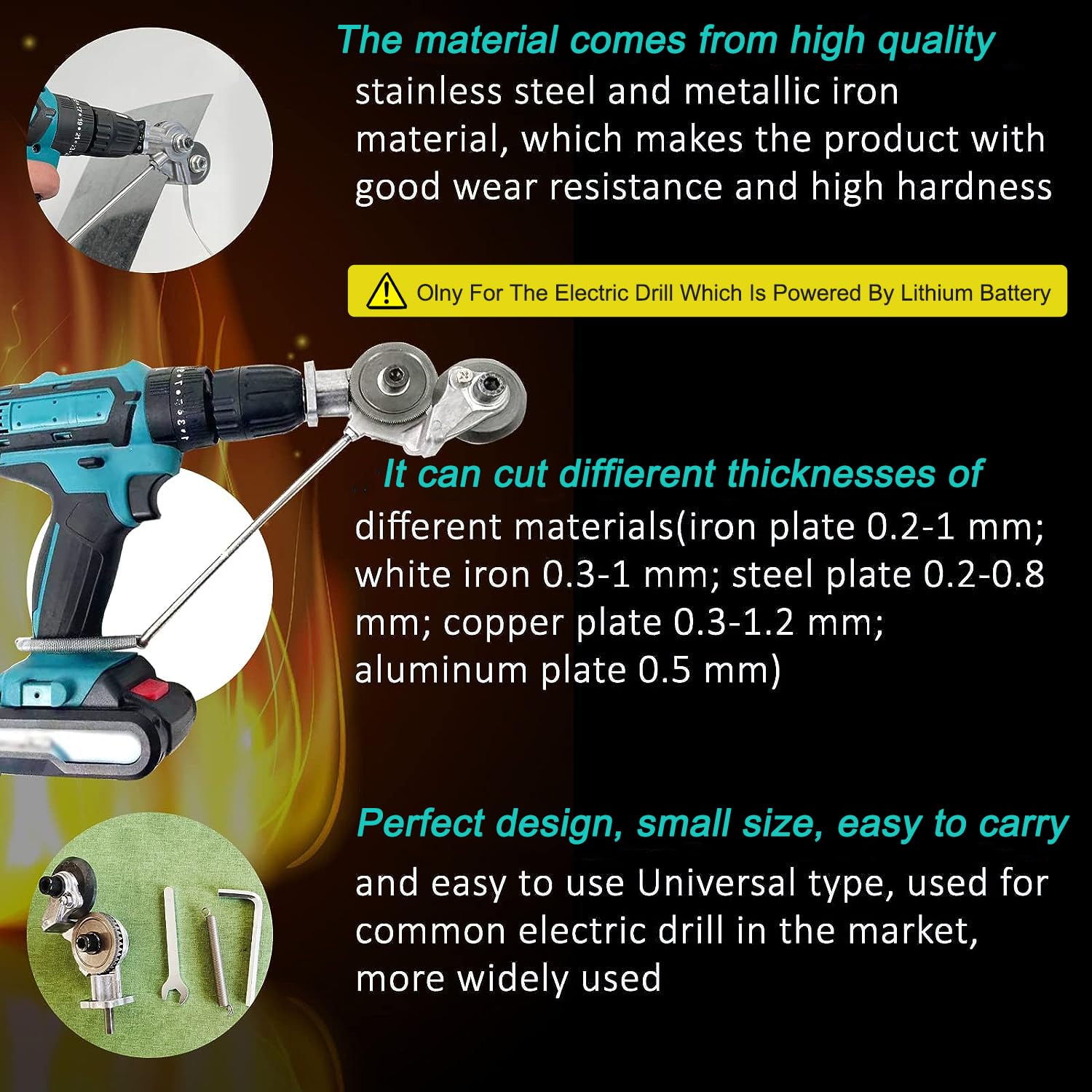 Serplex® Electric Drill Plate Cutter Attachment Metal Nibbler Drill Attachment Metal Cutter Sheet Drill Attachment for Metal Cutting Electric Drill Shears Attachment Cutter Nibbler (No Electric Drill)