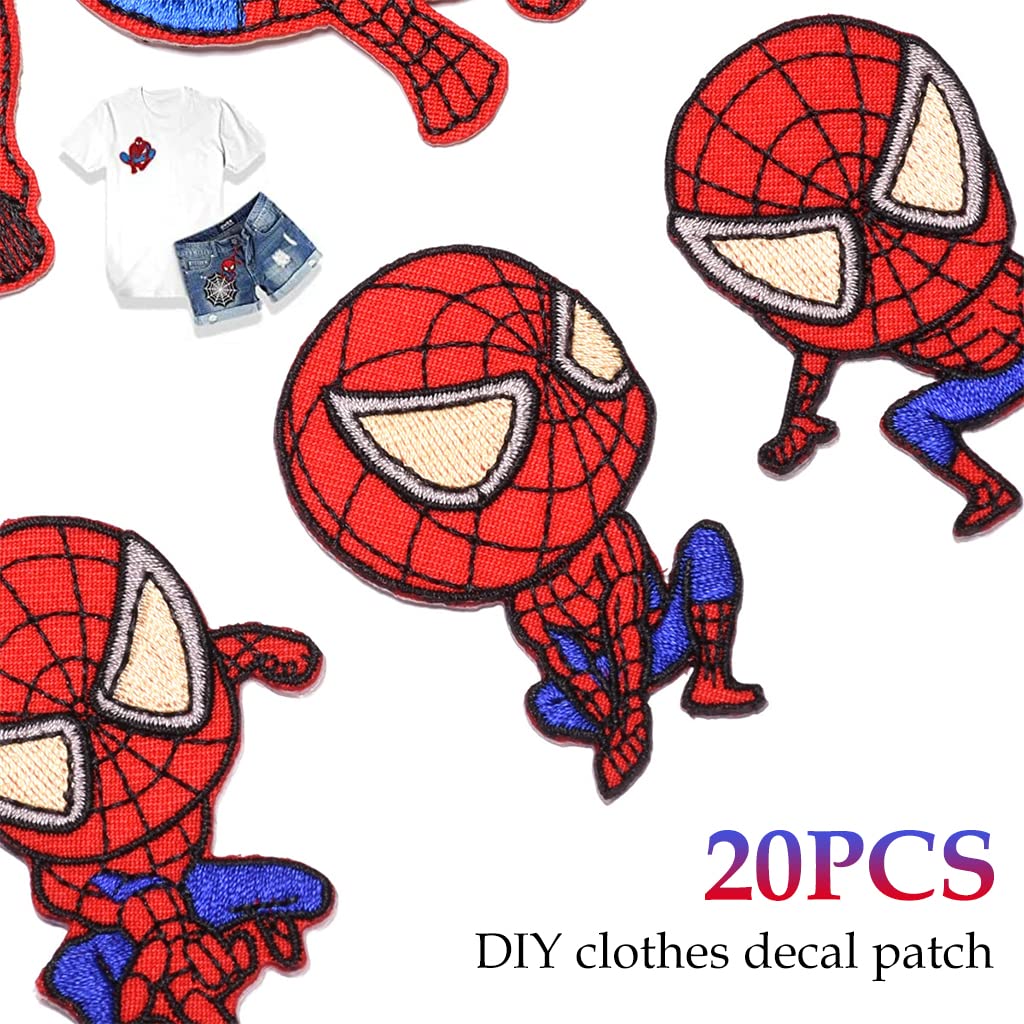 ZIBUYU® 22pcs Cartoon Iron on Patches, Cloth Sticker Patches Embroidery Iron on Patches for Clothing, Superhero Badges Cloth Patches, Embroidery Patches Applique Patches for Clothes, DIY