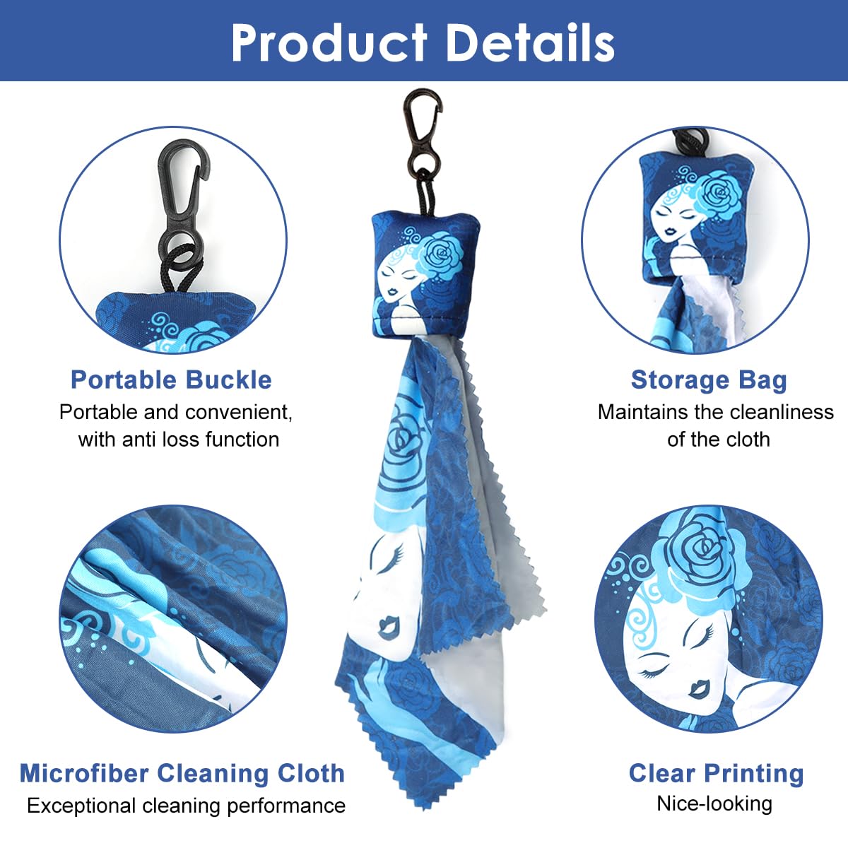 ZORBES Glasses Cleaning Cloth for Eyeglasses and Screens featuring Keychain Pouch | 2 Pack Microfiber Design