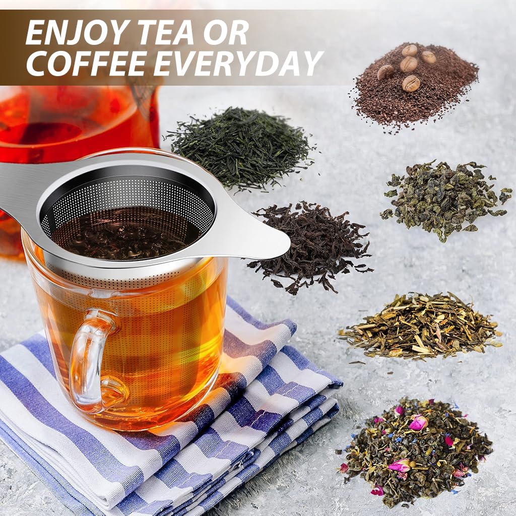 ZIBUYU Tea Infuser for Loose Leaf Tea with Lid featuring Fine Mesh Stainless Steel | 3PCS Set