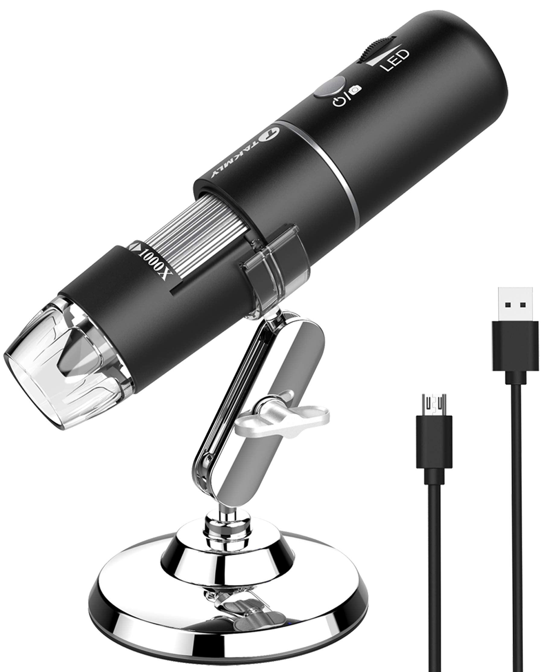 Verilux® WiFi Digital Microscope Handheld USB HD Inspection Camera 50x-1000x Magnification with Stand Compatible with iPhone, iPad, Samsung Galaxy, Android, Mac Windows