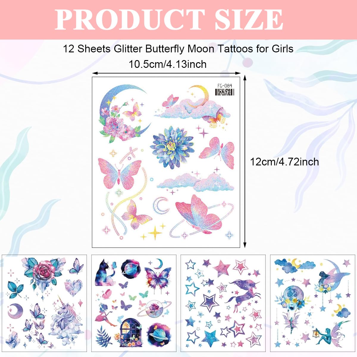 MAYCREATE® 12 Sheet Temporary Tattoos Glittering Dreamy Temporary Tattoos Sticker Waterproof Temporary Tattoo Stickers Fairy Glittering Designs Charming Face Stickers for Girls, Makeup Face Sticker