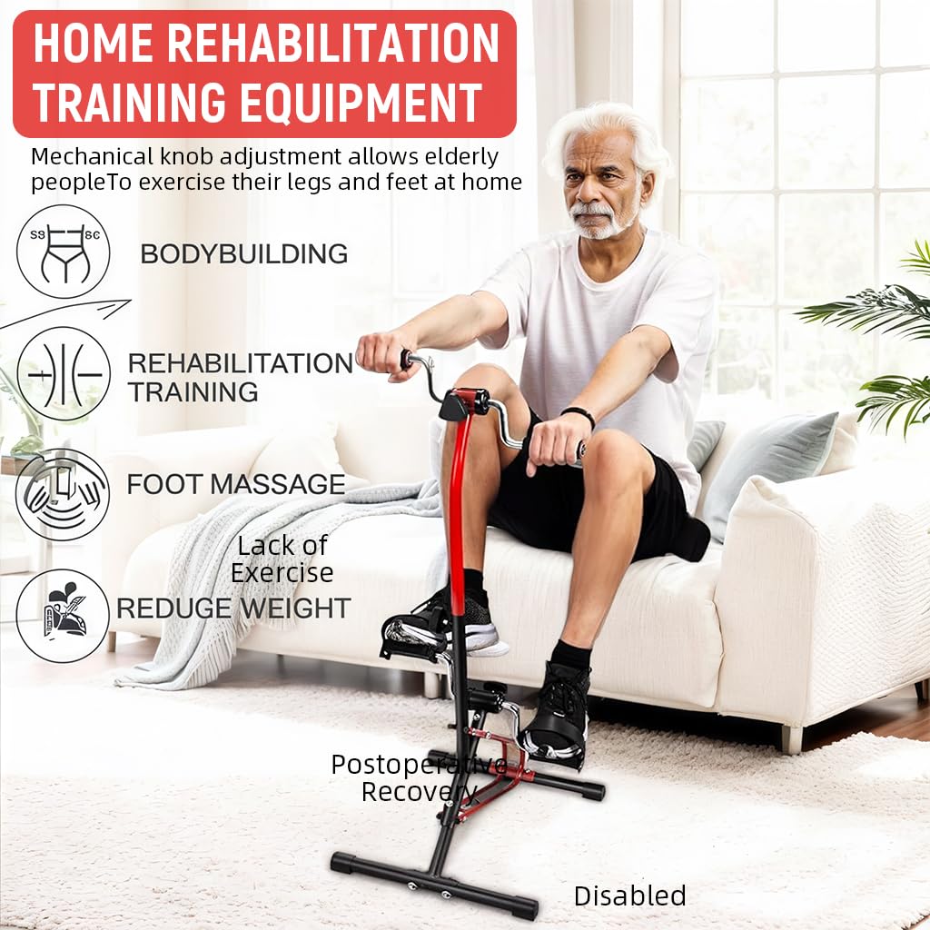 Proberos Pedal Exerciser for Legs and Arms with Dual Hand Rockers and Adjustable Resistance | Non Slip Compact Cycle for Home Fitness