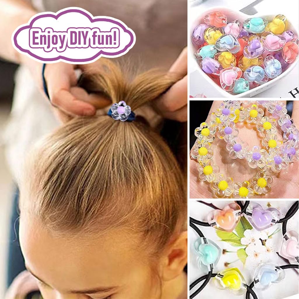 174PCS Cute Beads for Bracelet Making with Double Layer Acrylic Design and Macaron Colors | DIY Jewelry Kit for Kids and Girls