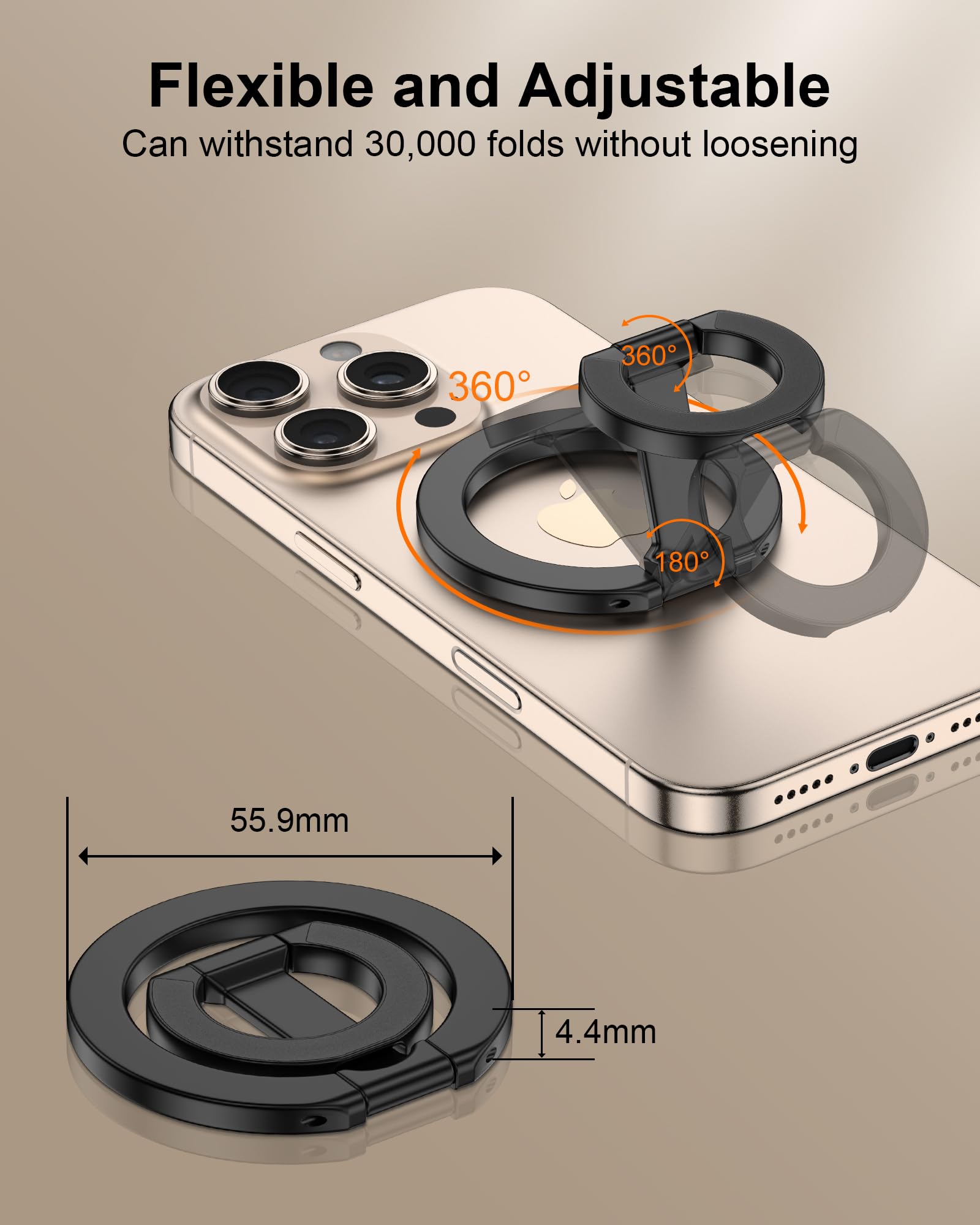 ZORBES MagSafe Phone Grip Holder for iPhone and Pixel with Dual-Sided Magnetic Kickstand | Adjustable 360° Ring Stand