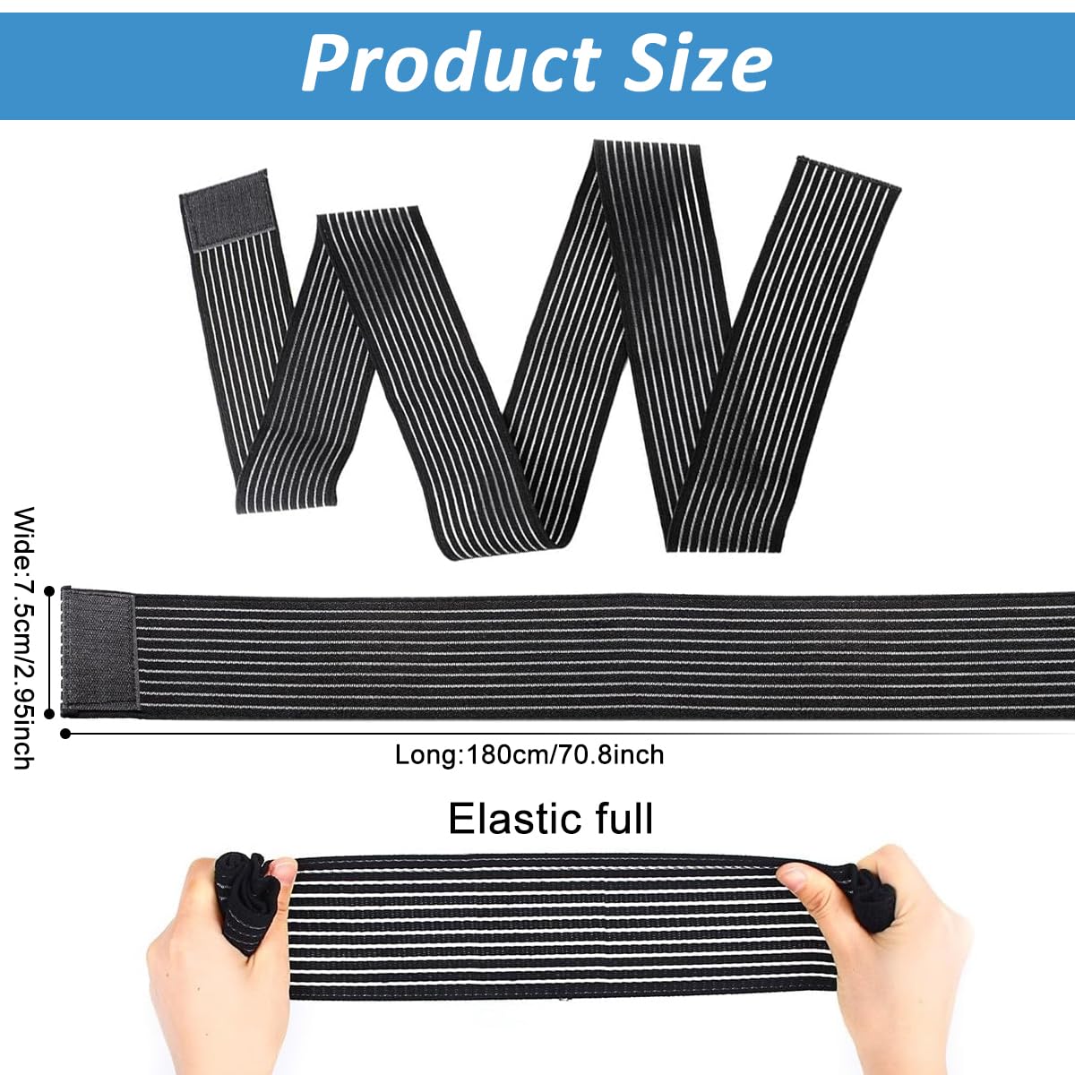 HANNEA Thigh Support Compression Bandage for Muscle Recovery with Hook and Loop Design