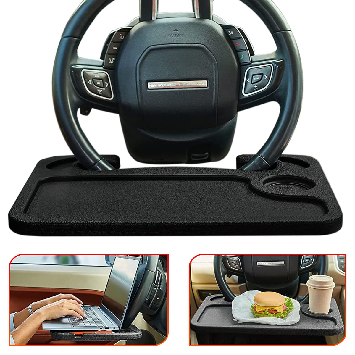 STHIRA Steering Wheel Tray for Laptop and Food with Detachable Hook Design | 11×16.5 in HDPE Car Table