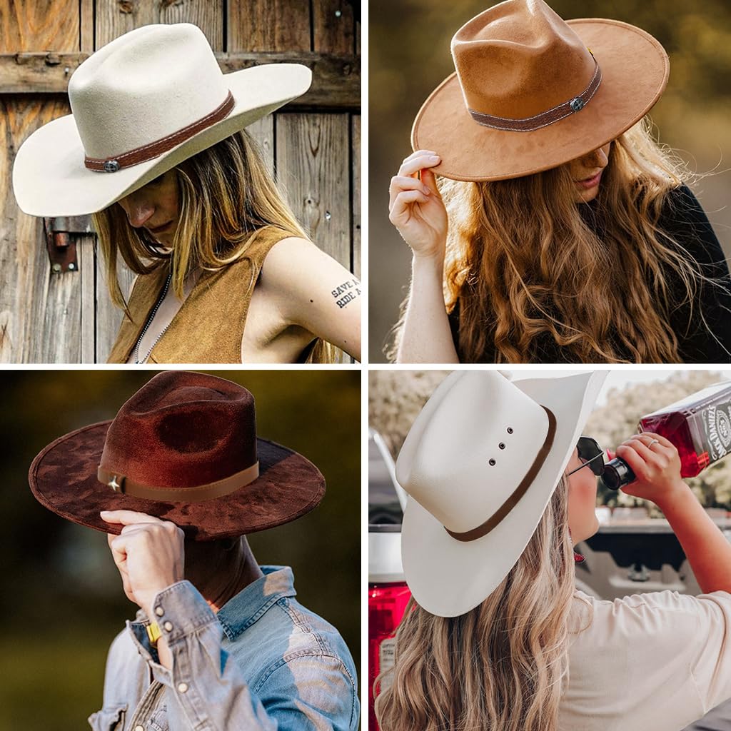 GUSTAVE Hat Bands for Cowboy Hats with Retro Charm and Brown Rivet Design | 2 Pieces Set