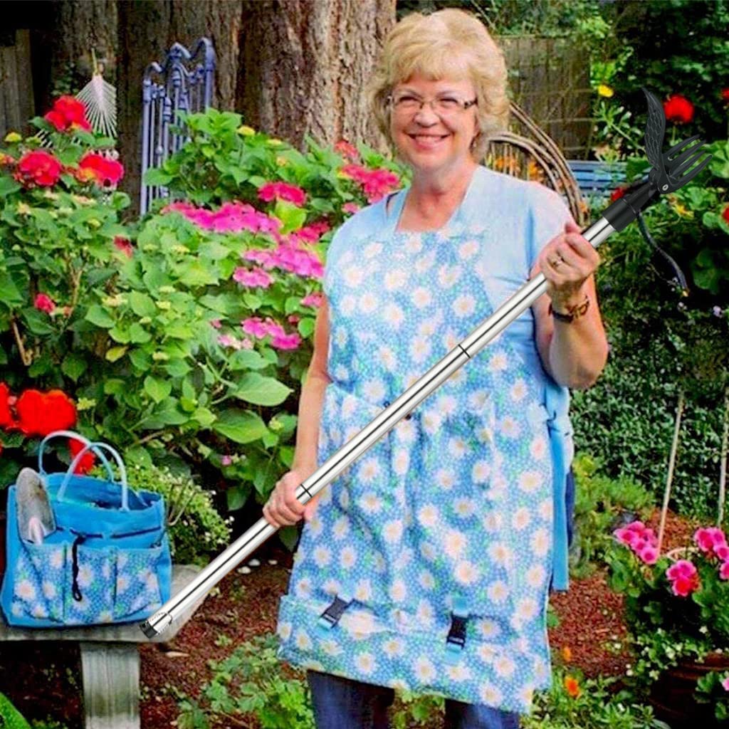 HASTHIP Manual Weeder for Lawn and Gardening with 3.3ft Handle featuring 4 Claws Stainless Steel Tool