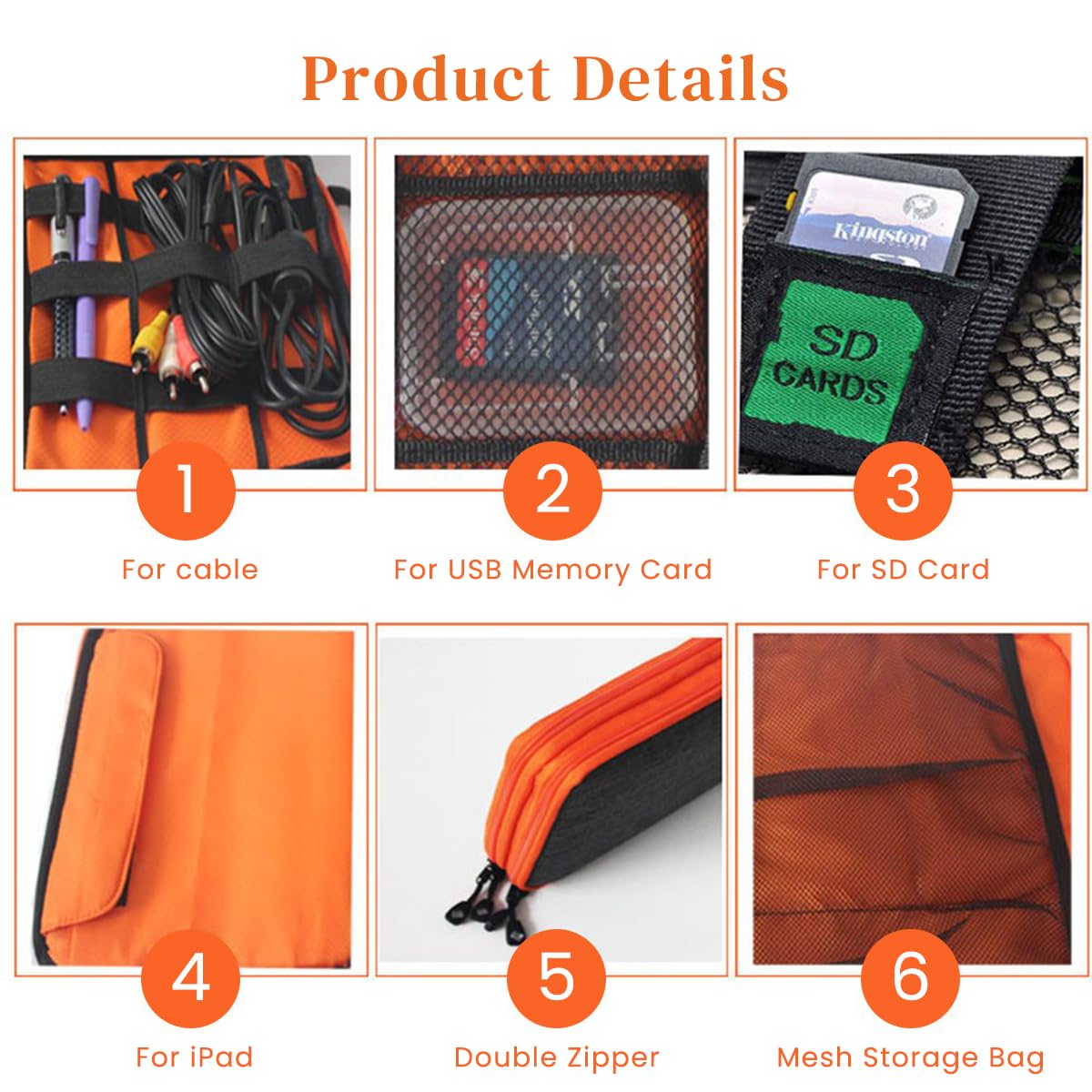 ZORBES Electronics Accessories Organizer Bag for Travel with Triple Layer Storage and Waterproof Oxford Fabric