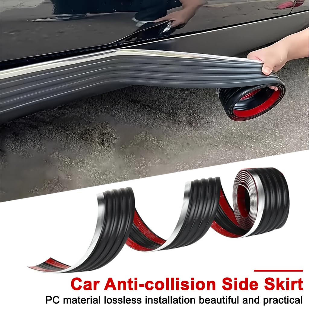 STHIRA Car Door Bottom Bumper Strips for Vehicle Door Protection with Self-Adhesive 6.6ft Waterproof Rubber | Chrome Finish Trim