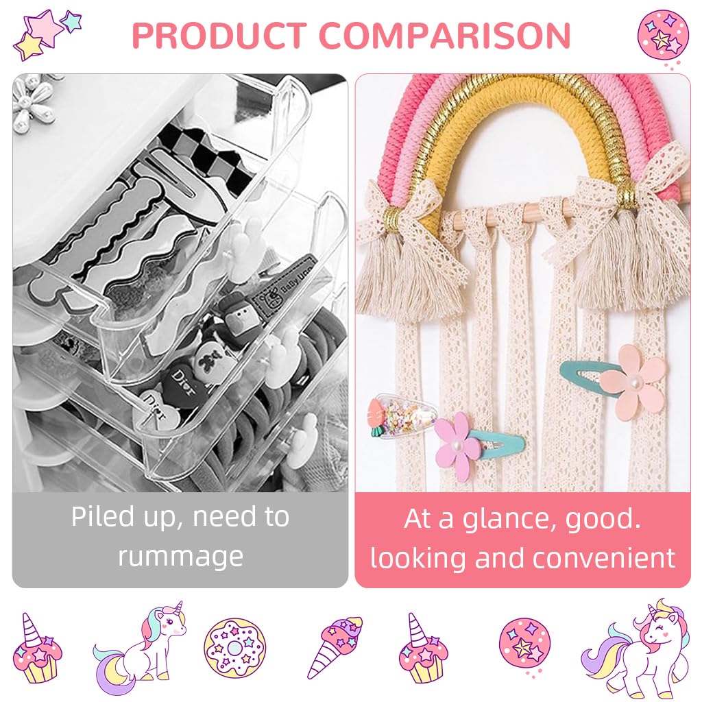 HASTHIP Hair Clips Organizer for Girls with 20–30 Slot Macrame Tassels | Wall Hanging Holder