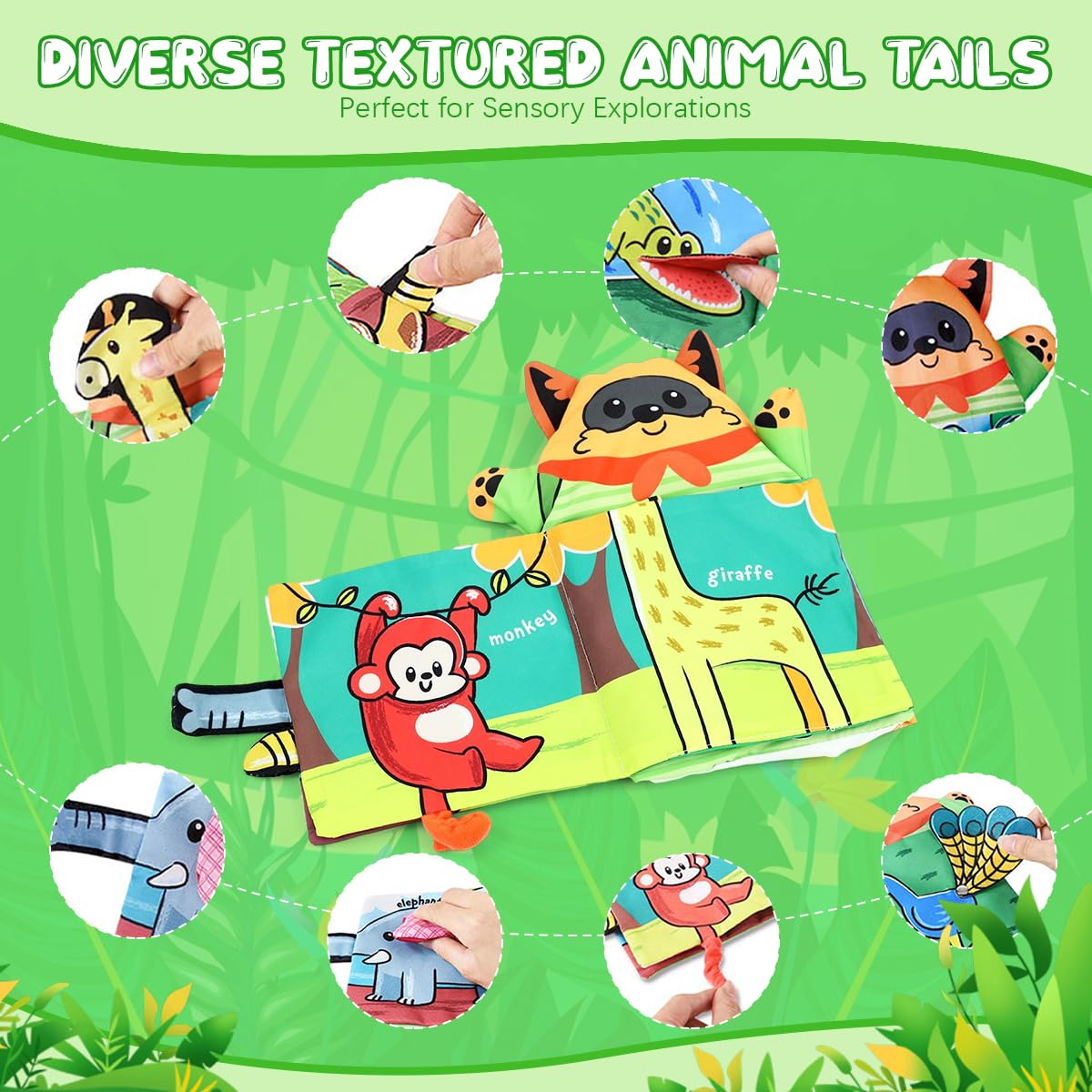SNOWIE SOFT Hand Puppet Cloth Books for Babies featuring 3D Animal Design 3 PCS | BPA-Free
