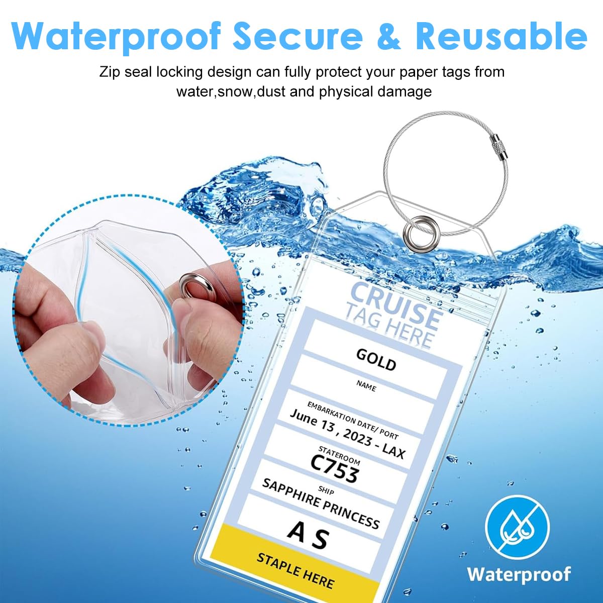 PALAY Luggage Tags for Travel featuring 19x9cm Size with Stainless Steel Loops | Clear 6 Pack