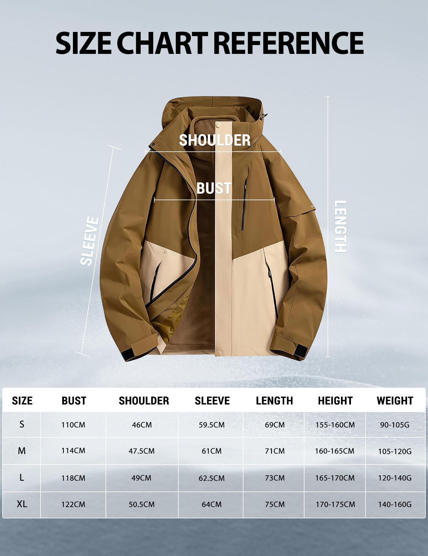 Venzina Women's 3 in 1 Waterproof Jacket for Hiking and Winter with Detachable Fleece Liner | Army Brown