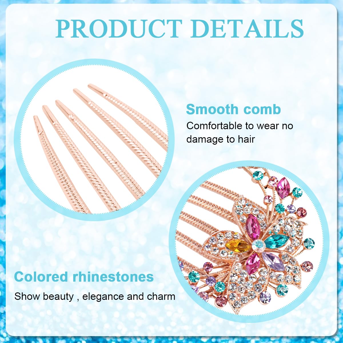 SANNIDHI Hair Clips for Styling with 3.3 in 5-Tooth Design Floral Rhinestones | Women’s Party Accessory