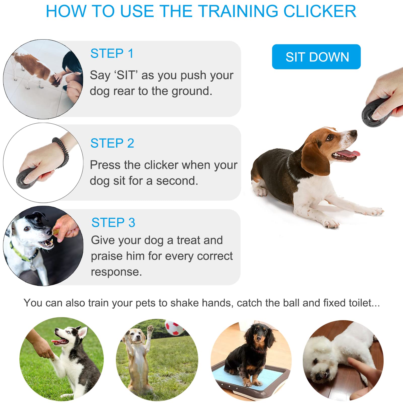 ELEPHANTBOAT Dog Training Clicker Set for Behavioral Training with Wrist Strap 6×4×1.7cm | ABS Material