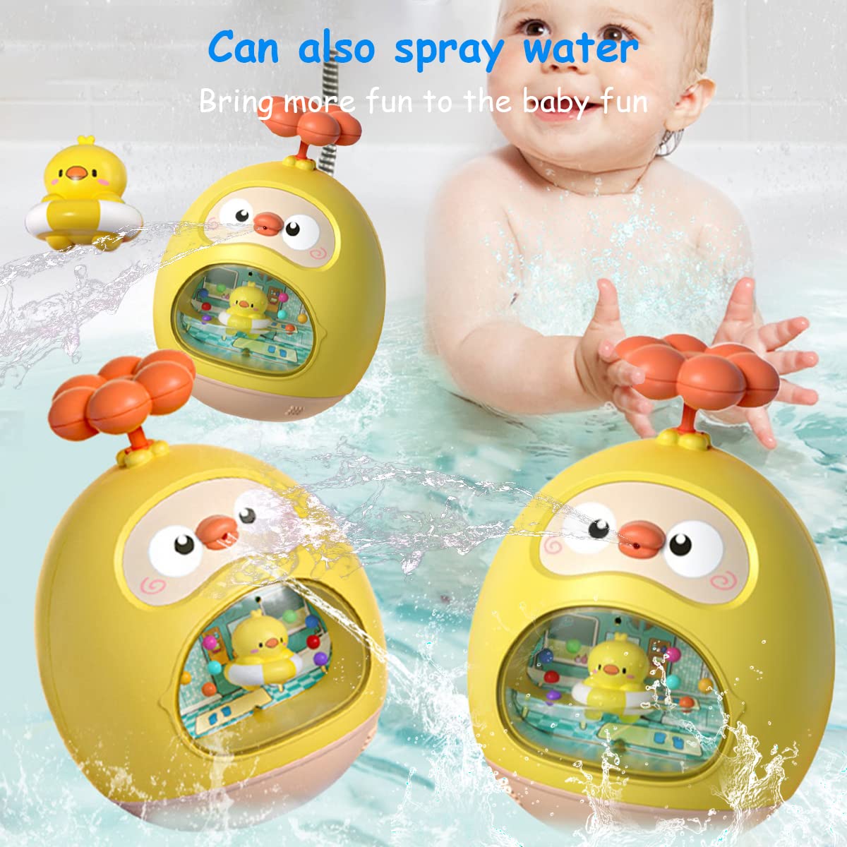 PATPAT® Roly-Poly Toy for Baby Kids Baby Bath Toys Fun Duck Water Spray Toy Cartoon Bath Toy Sprinkler Toy Bathtub Toy Gift Toy for Baby Toddler Infant 3-12 Months