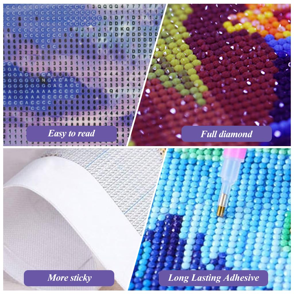 HASTHIP DIY 5D Diamond Painting Art Kit for Home Decor with Purple Moonlit Beach 12 x 16 in | Beginner Set