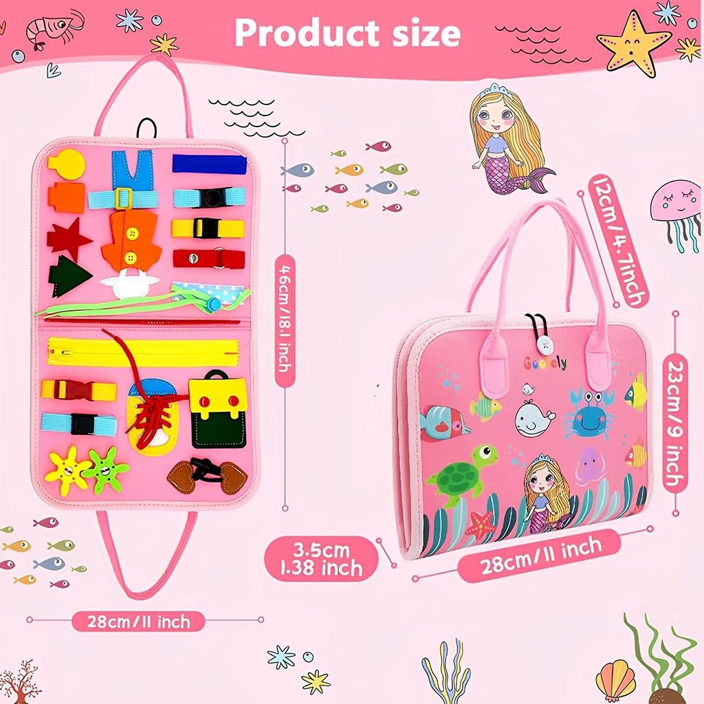 ZIBUYU Montessori Busy Board Toy for Toddlers with 25 Activities and Soft Felt Design | Travel Learning Gift