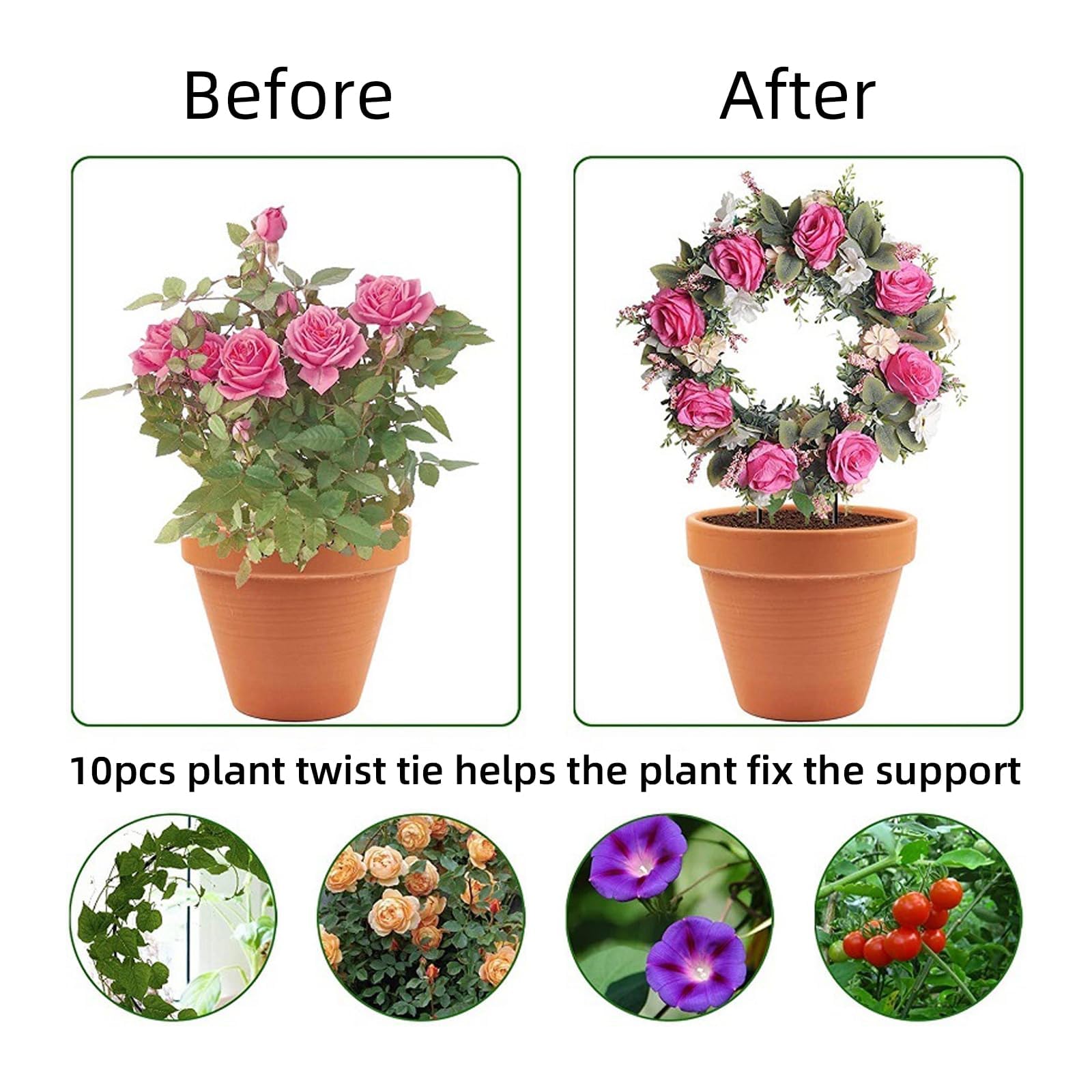 ZIBUYU Climbing Plants Support for Roses and Peas with Rustproof Black Iron Frame | Patio Fence Decor