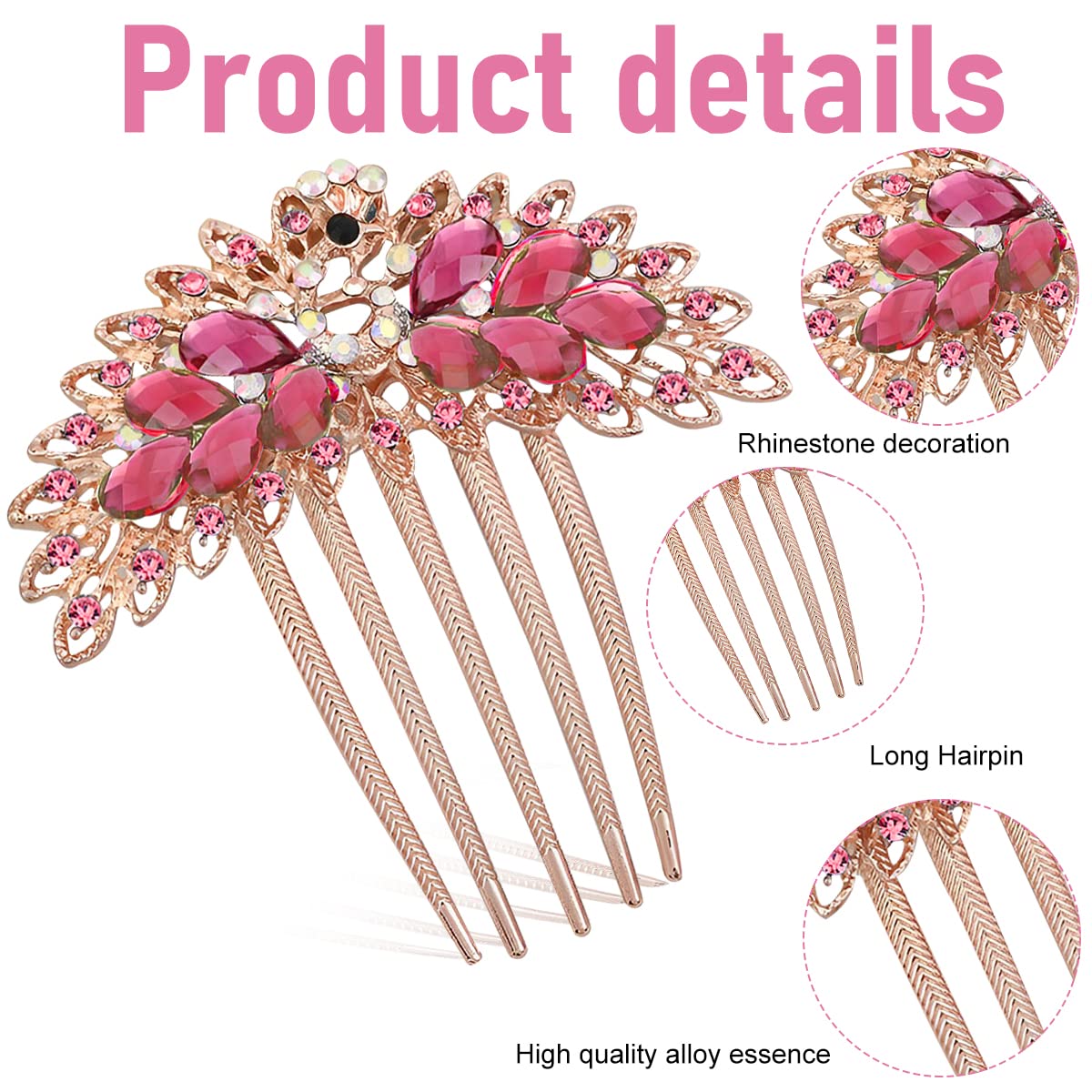 PALAY® Hair Comb Clips for Hair for Women Peacock Crystal Hair Side Comb Metal Hair Comb Pin Hair Accessories for Women Stylish Bun Bridal Headpiece