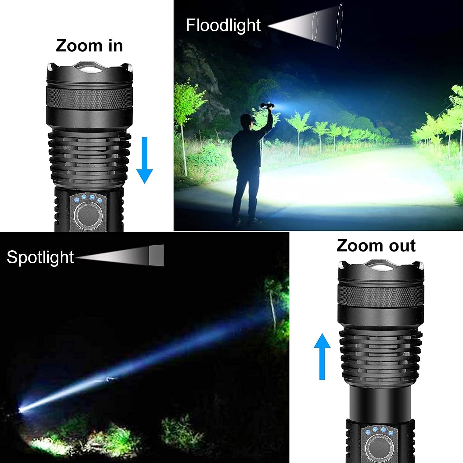 ELEPHANTBOAT Rechargeable Flashlight for Camping and Hiking with 3000 Lumens Zoom Focus | Aluminum Alloy Waterproof Torch
