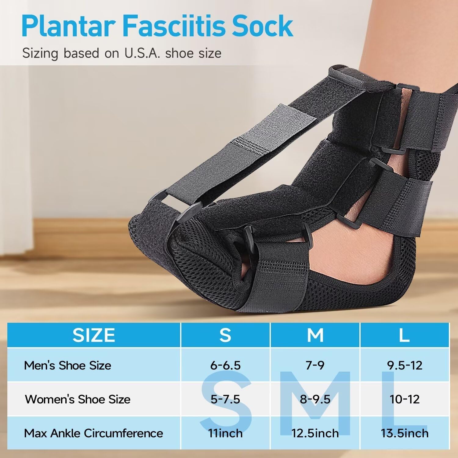 HANNEA® Ankle-foot Orthosis, Foot Drop Splint Adjustable  Ankle-foot Orthosis Wearable Night Splint for Improve Foot Drop Gentle Foot Support for Pain Relief and Healing