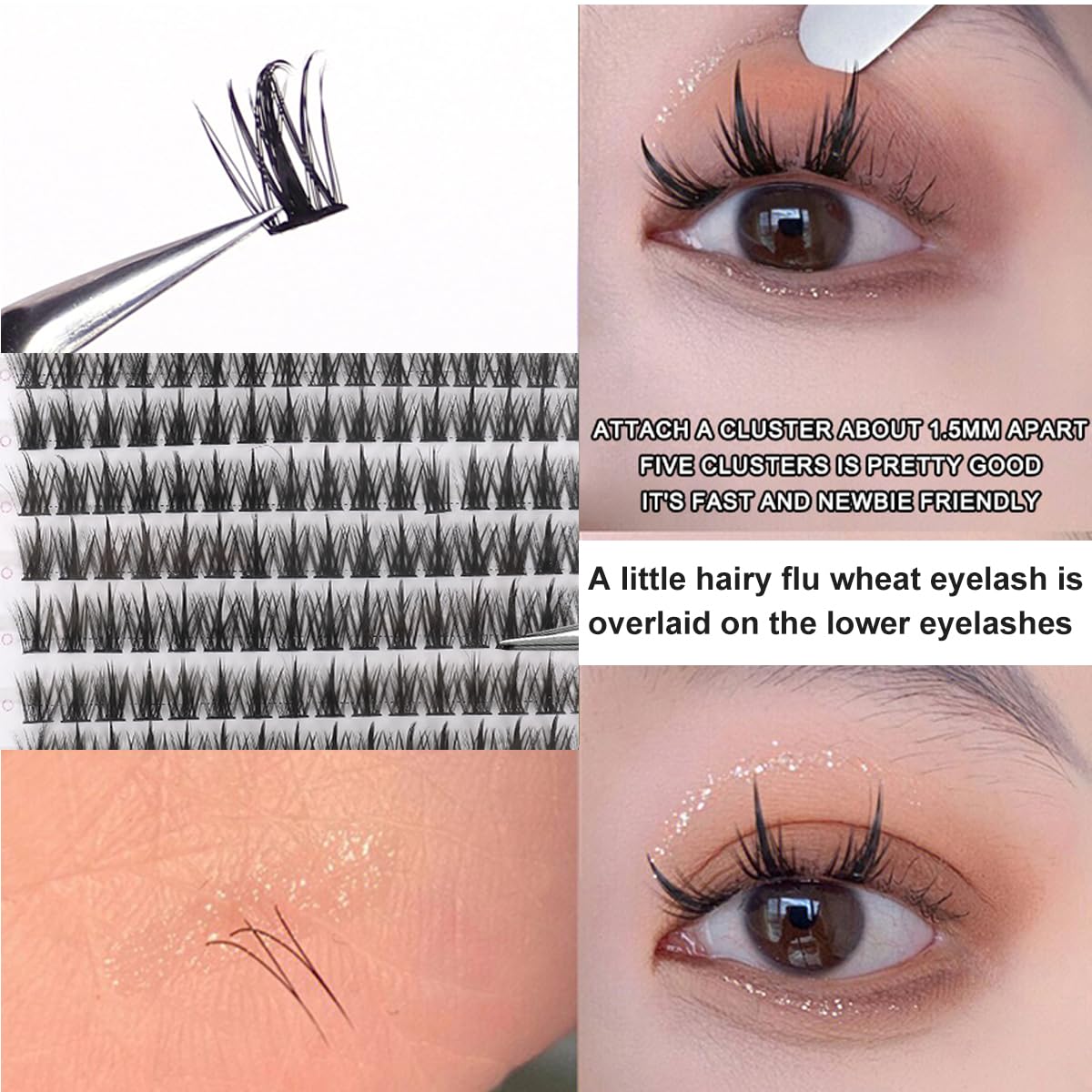 MAYCREATE False Eyelash Extensions Kit for Home Use with 160pcs Clusters 11–13mm | Natural Curl for Women