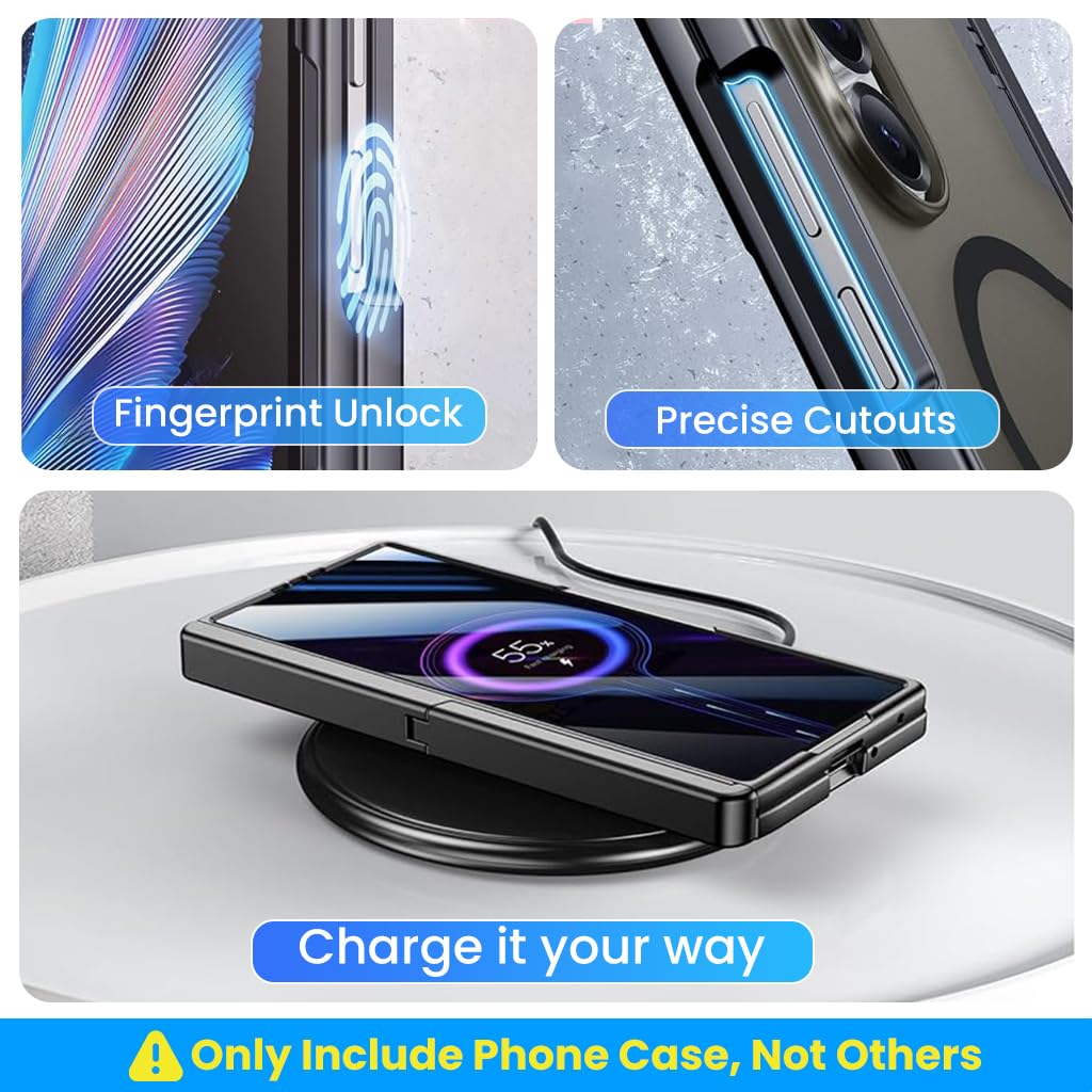 Zibuyu Galaxy Z Fold 7 Phone Case with Hinged Kickstand and Matte Finish | Supports Magnetic Wireless Charging